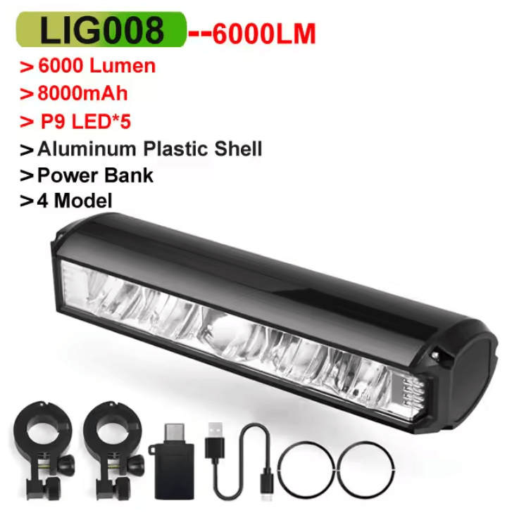 NEWBOLER 6000 Lumen Rechargeable Bicycle Light With 8000mAh Battery And Waterproof Design 6