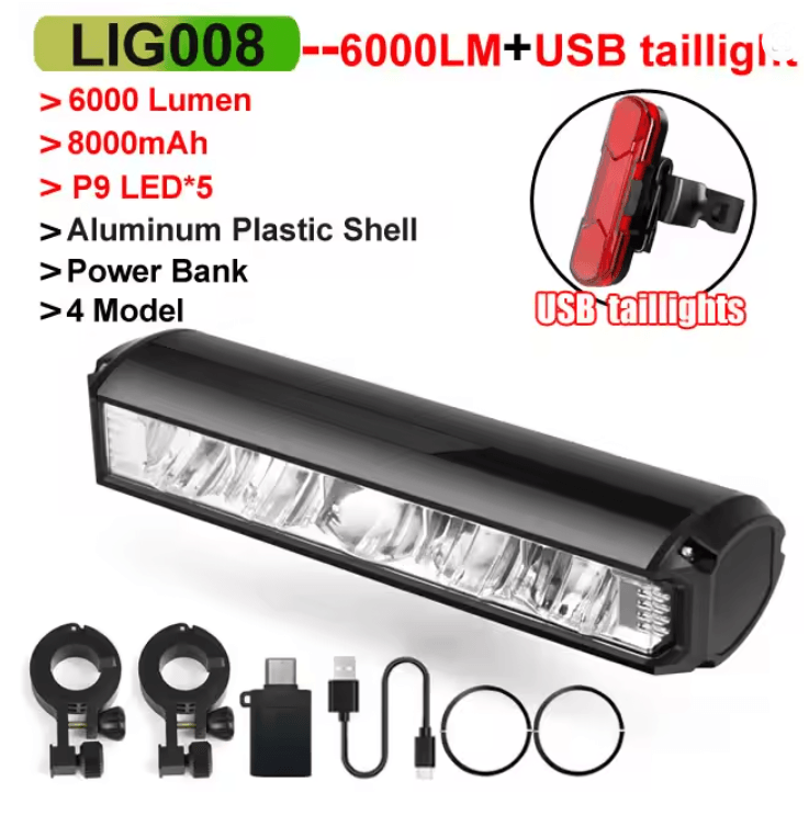 NEWBOLER 6000 Lumen Rechargeable Bicycle Light With 8000mAh Battery And Waterproof Design 7