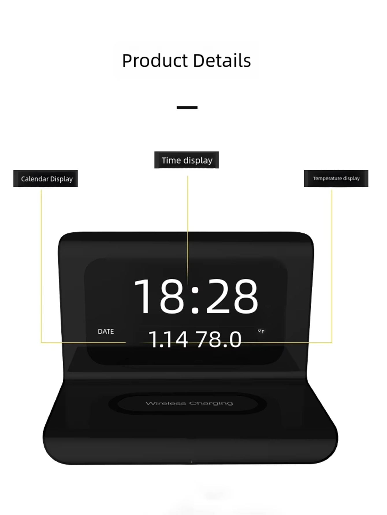 3in1 Wireless Charger With LED Clock  Calendar  Fast 40W Charging Dock For IPhone Samsung  More 4