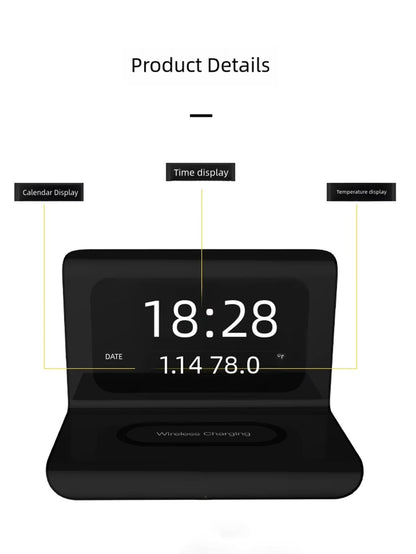 3in1 Wireless Charger With LED Clock  Calendar  Fast 40W Charging Dock For IPhone Samsung  More 4
