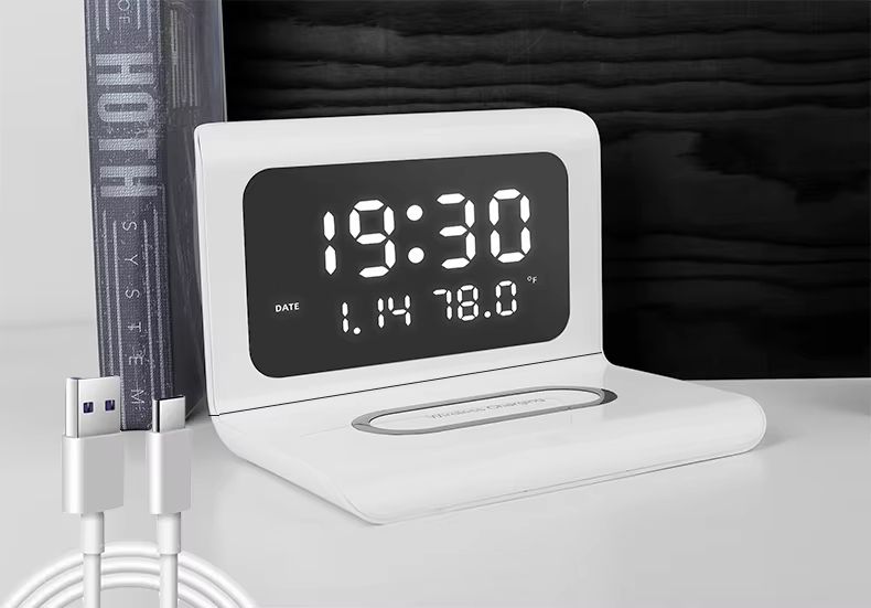 3in1 Wireless Charger With LED Clock  Calendar  Fast 40W Charging Dock For IPhone Samsung  More 7