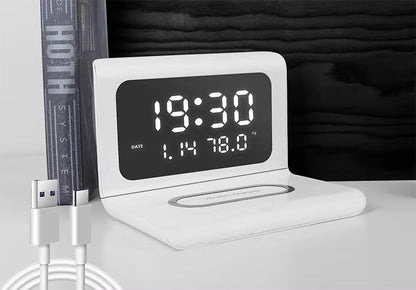 3in1 Wireless Charger With LED Clock  Calendar  Fast 40W Charging Dock For IPhone Samsung  More 7