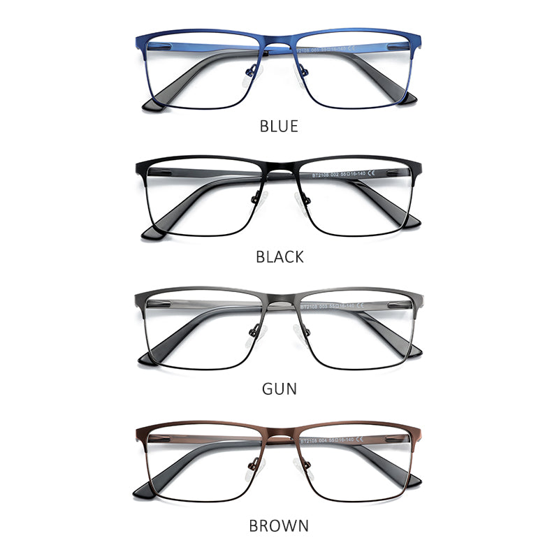 Fashion Square Eyewear for Men, Titanium Alloy Ultralight Optical Glasses Frame Non-Prescription Metal Eyeglasses