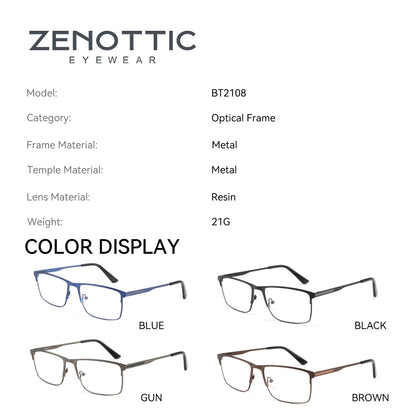 Fashion Square Eyewear for Men, Titanium Alloy Ultralight Optical Glasses Frame Non-Prescription Metal Eyeglasses