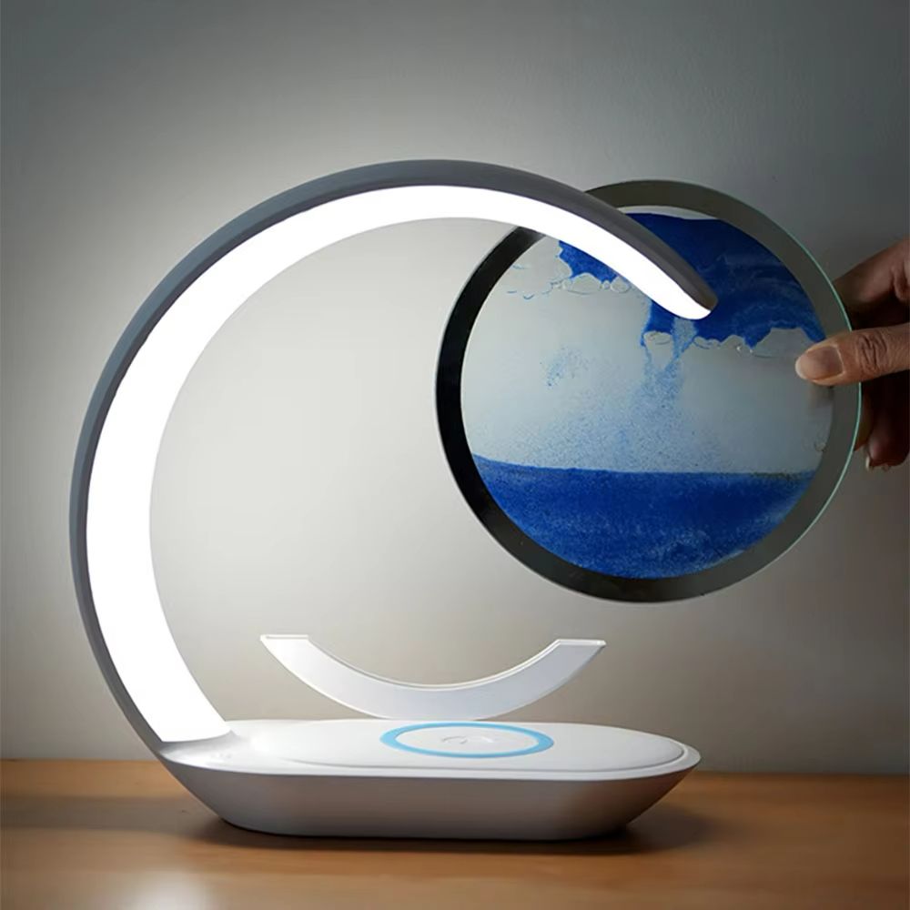 Quicksand Table Lamp With Wireless Charging  3D Sand Art Night Light  Desk Lamp For Home Or Office 1