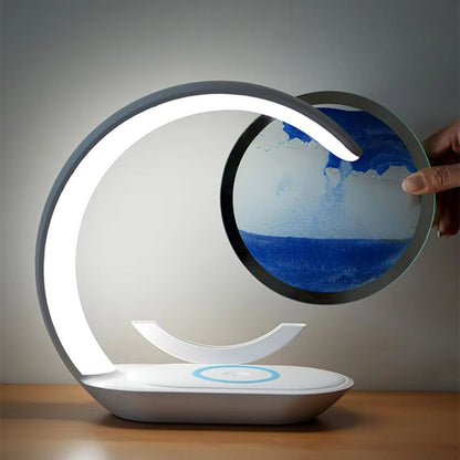 Quicksand Table Lamp With Wireless Charging  3D Sand Art Night Light  Desk Lamp For Home Or Office 1