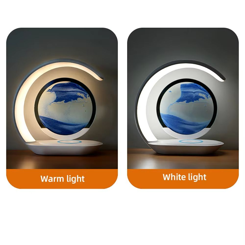Quicksand Table Lamp With Wireless Charging  3D Sand Art Night Light  Desk Lamp For Home Or Office 4