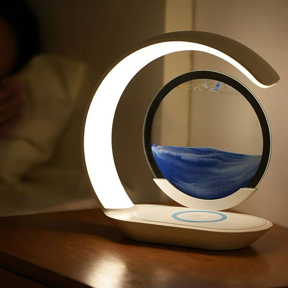 Quicksand Table Lamp With Wireless Charging  3D Sand Art Night Light  Desk Lamp For Home Or Office 5