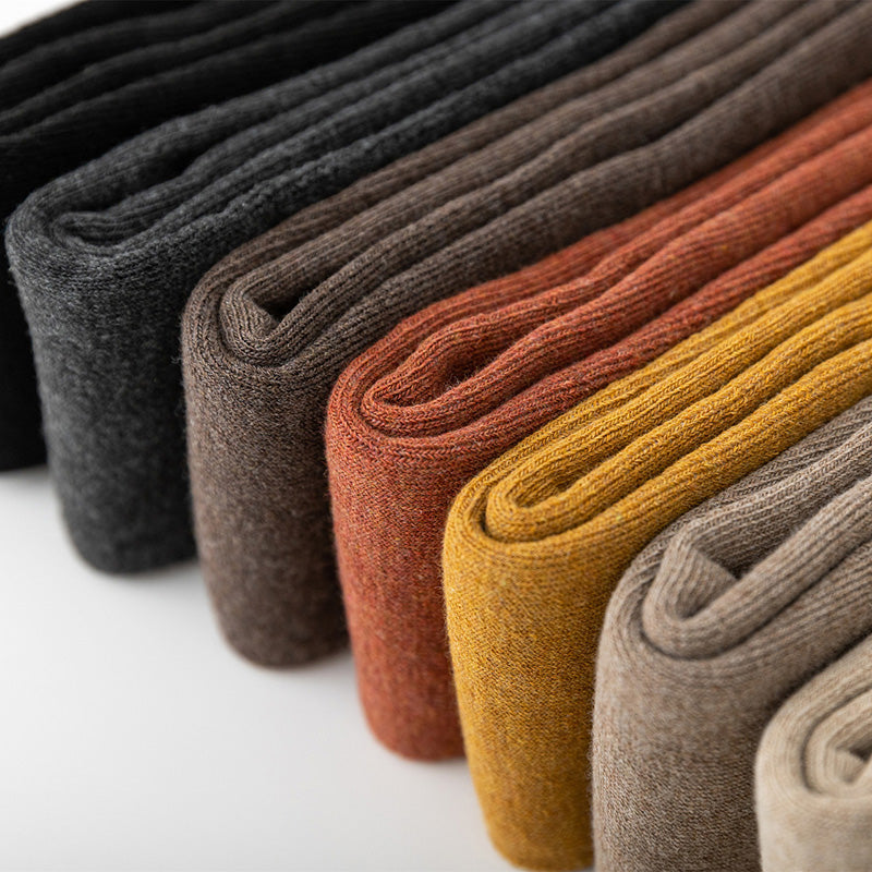 Winter Warm Knitted Leg Warmers for Women, Thick Wool Thermal Socks with Velvet Lining, Long Solid Color Stockings