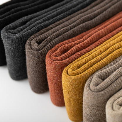 Winter Warm Knitted Leg Warmers for Women, Thick Wool Thermal Socks with Velvet Lining, Long Solid Color Stockings