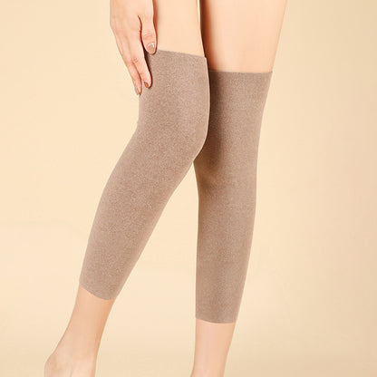 Winter Warm Knitted Leg Warmers for Women, Thick Wool Thermal Socks with Velvet Lining, Long Solid Color Stockings