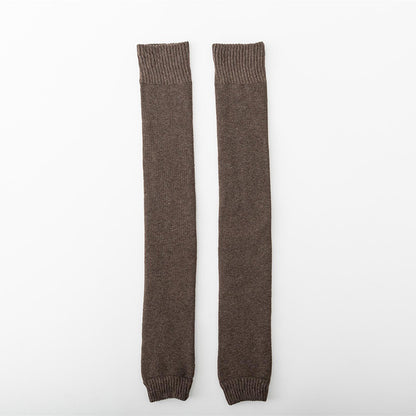 Winter Warm Knitted Leg Warmers for Women, Thick Wool Thermal Socks with Velvet Lining, Long Solid Color Stockings