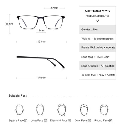 Ultralight MERRYS DESIGN Men Titanium Alloy Glasses Frame Fashion Male Square Prescription Eyewear  3