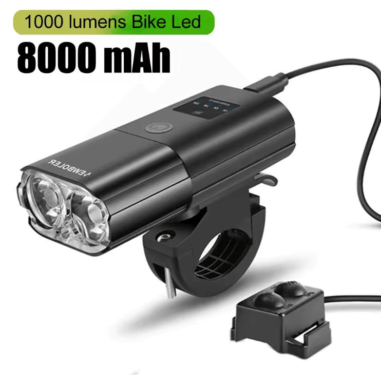 Rechargeable Bicycle Headlight 1000 Lumen with Power Bank Function for Road and Mountain Cycling