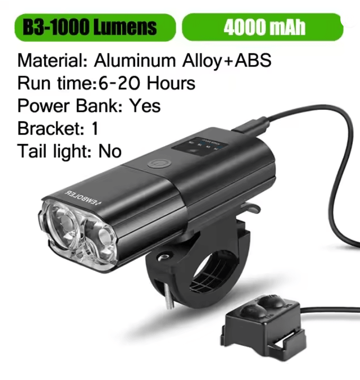Rechargeable Bicycle Headlight 1000 Lumen With Power Bank Function For Road And Mountain Cycling 3