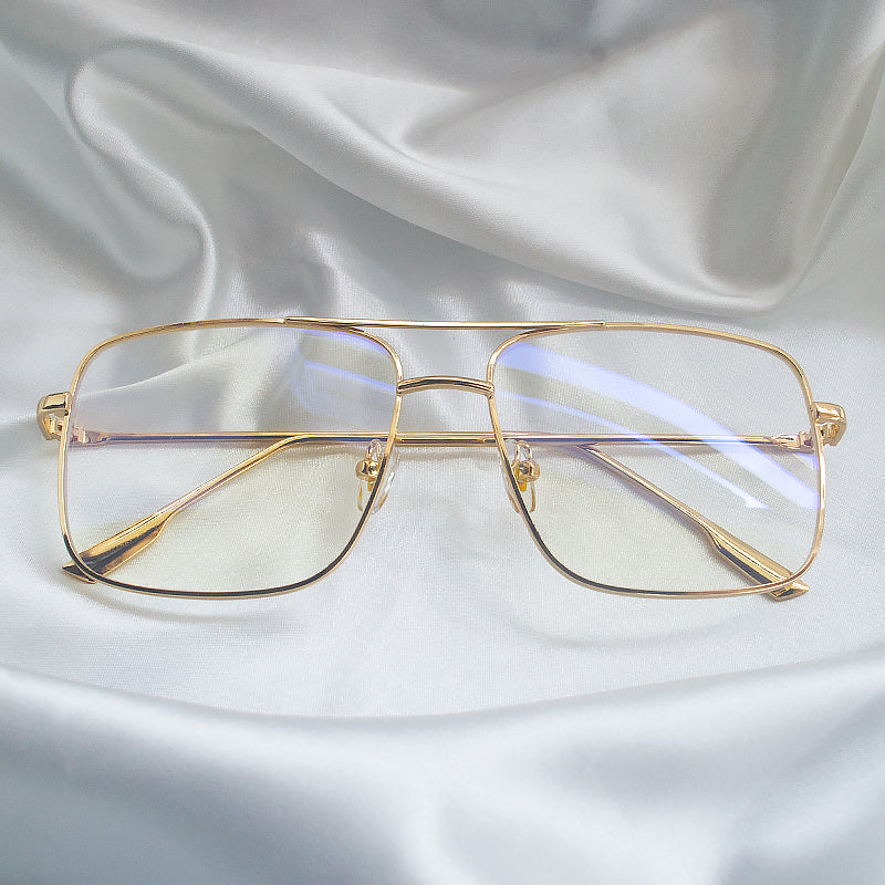 Fashion Square Frame Vintage Eyeglasses Men Oversized Metal Glasses Frame Women Clear Lens Glasses Gold Optical