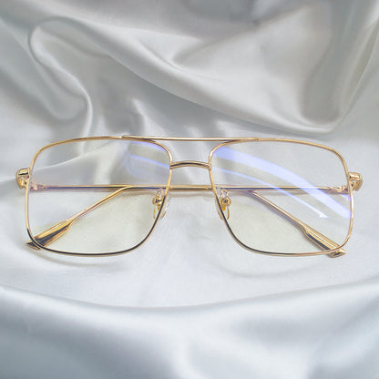 Fashion Square Frame Vintage Eyeglasses Men Oversized Metal Glasses Frame Women Clear Lens Glasses Gold Optical