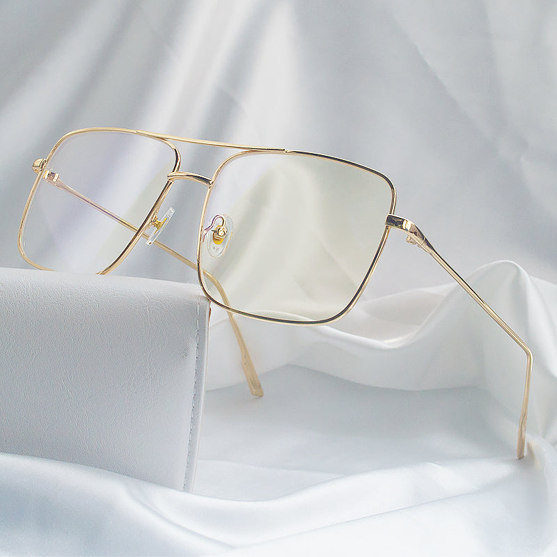 Fashion Square Frame Vintage Eyeglasses Men Oversized Metal Glasses Frame Women Clear Lens Glasses  3