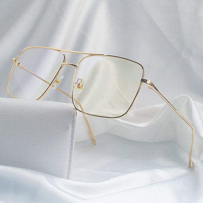 Fashion Square Frame Vintage Eyeglasses Men Oversized Metal Glasses Frame Women Clear Lens Glasses  3