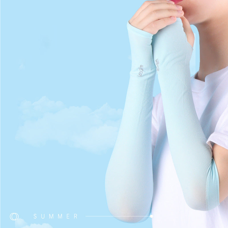 Anti-UV Arm Covers for Men, Women, Cycling Fingerless Gloves Ice Silk Cool Scarf for Summer Sport & Driving