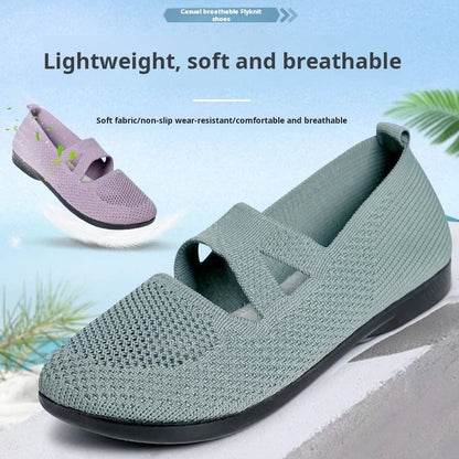 Womens Elastic Knitted Slip On Flats