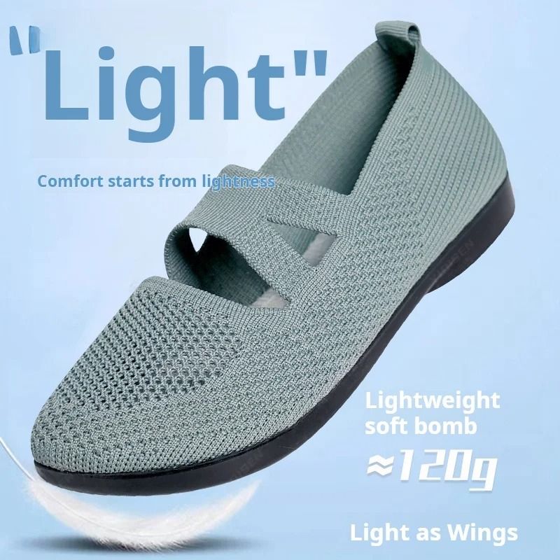 Womens Elastic Knitted Slip On Flats 1