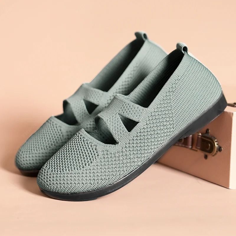 Womens Elastic Knitted Slip On Flats 6