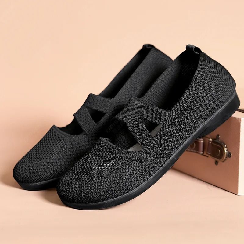 Womens Elastic Knitted Slip On Flats 7