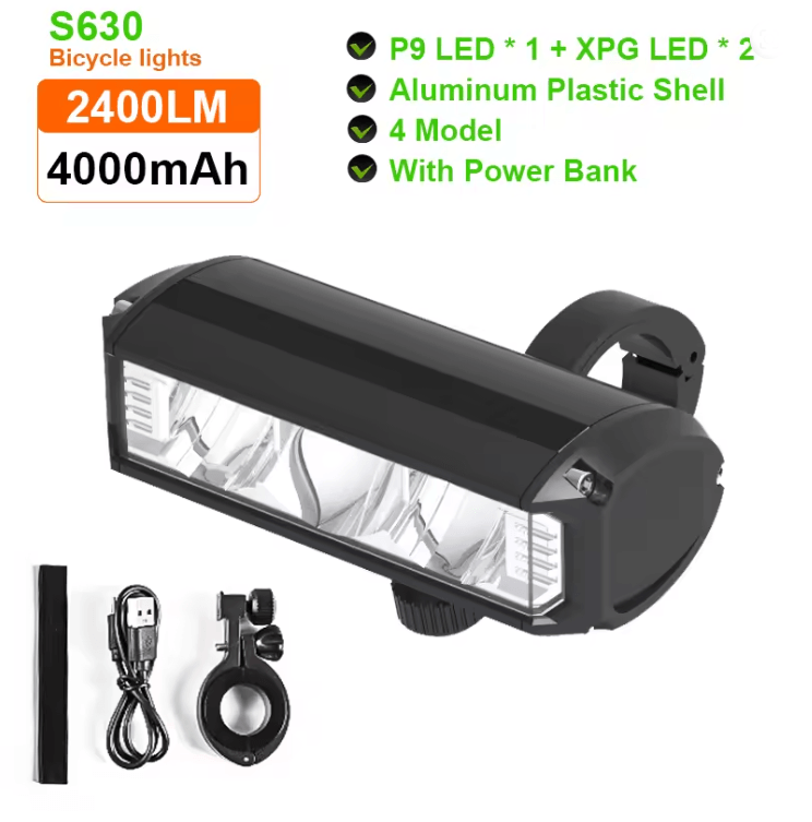 Rechargeable Bicycle Headlight 5200 Lumen With Power Bank And 5 LED Front Light 4