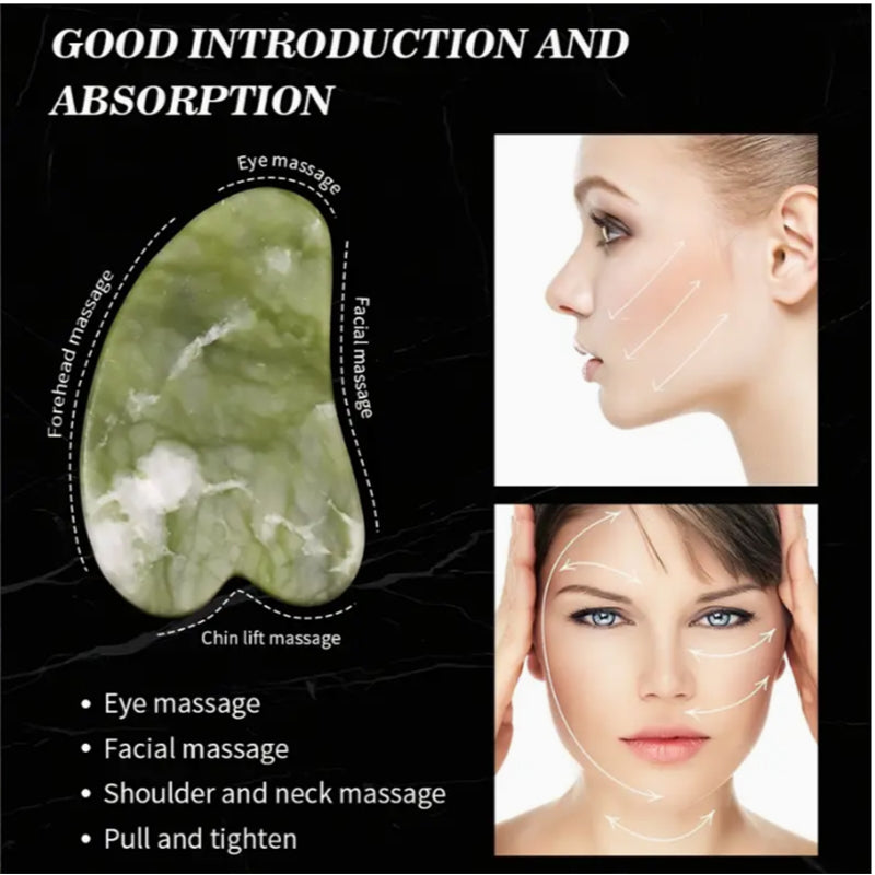Face Jade Scraping Board Roller Massager, Natural Jade Eye Beauty Bar for Skin Care, Law Tattoo Recovery & Stress Relief