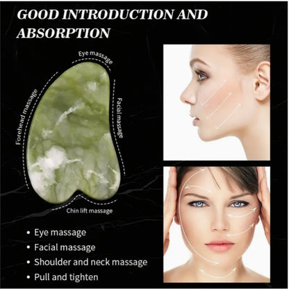 Face Jade Scraping Board Roller Massager, Natural Jade Eye Beauty Bar for Skin Care, Law Tattoo Recovery & Stress Relief