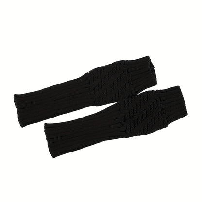 A pair Long Fingerless Glove Arm Warmer Stretchy Mitten Unisex Crochet Half Finger Long Gloves