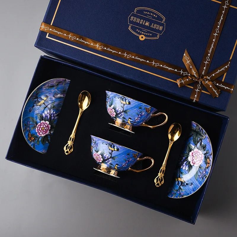 Luxury Bone China Tea And Coffee Set With Elegant Bird Design 3