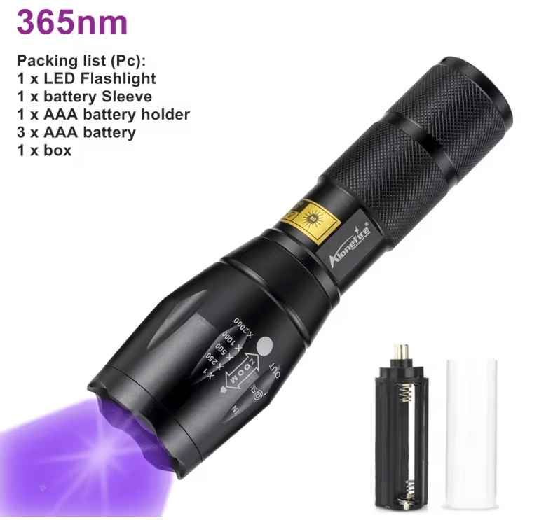 UV LED Flashlight 365nm 395nm Black Light Torch For Pet Stain Detection And Money Authentication 6