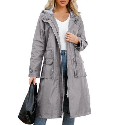 Womens Hooded Long Sleeve Oversized Trench Coat In Elegant Street Style 7