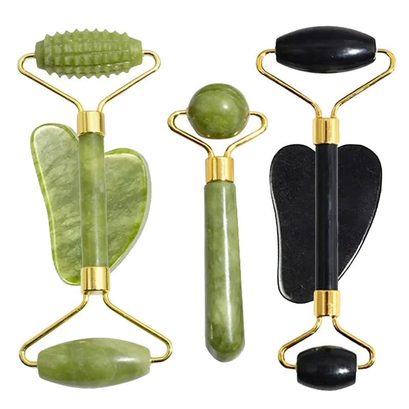 Premium Natural Jade Roller  Face Gua Sha Stone Body Neck Massager Eye Care Spa Massage Tools AntiA 5