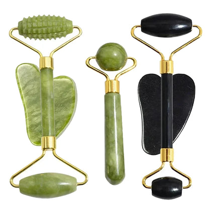 Premium Natural Jade Roller  Face Gua Sha Stone Body Neck Massager Eye Care Spa Massage Tools AntiA 5