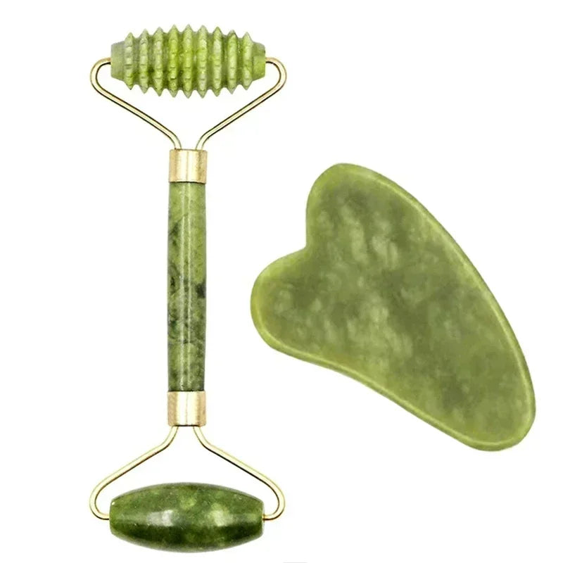 Premium Natural Jade Roller  Face Gua Sha Stone Body Neck Massager Eye Care Spa Massage Tools AntiA 10
