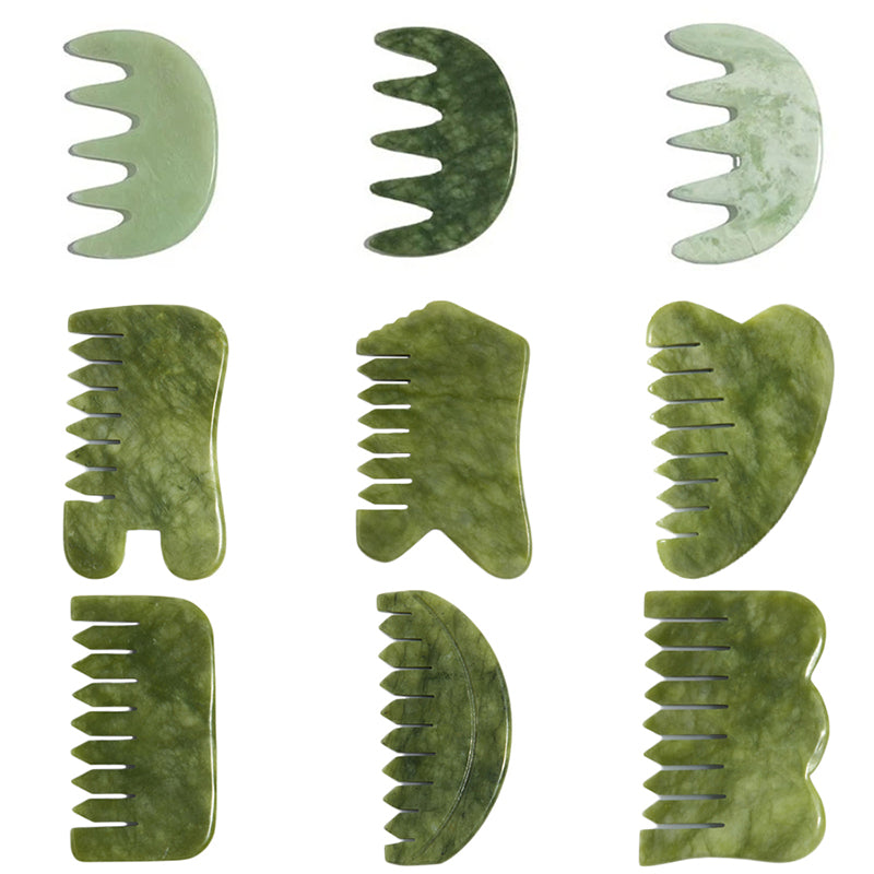 Natural Jade Comb Gua Sha Board Jade Massager for SPA Acupuncture Body Scraping Gouache Scraper Facial Skin Beauty Tool