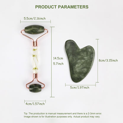 Natural Jade Gua Sha  Jade Roller Set Facial Massager For Skin Care Neck  Body Beauty Tools Slim Li 2