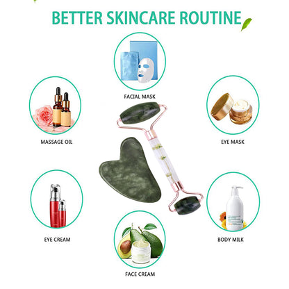Natural Jade Gua Sha  Jade Roller Set Facial Massager For Skin Care Neck  Body Beauty Tools Slim Li 3
