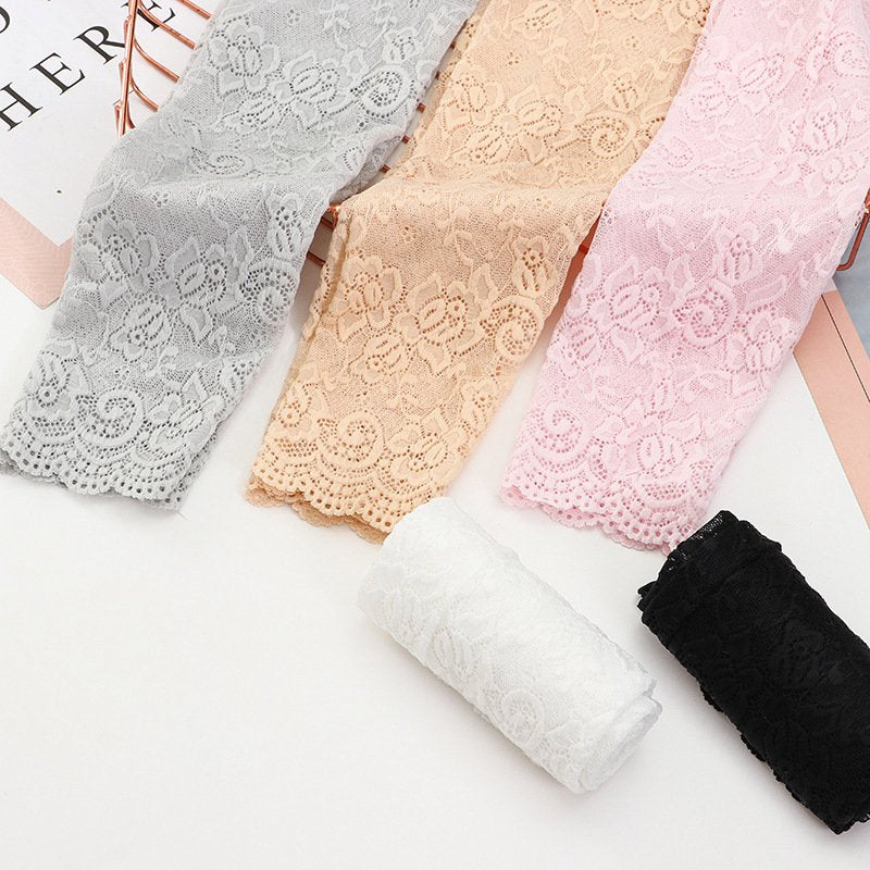 1Pair Sexy Lace Flowers Sunscreen Arm Sleeve for Women, Summer Driving UV Protection Gloves, Elegant Long Fingerless