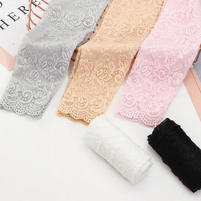 1Pair Sexy Lace Flowers Sunscreen Arm Sleeve for Women, Summer Driving UV Protection Gloves, Elegant Long Fingerless