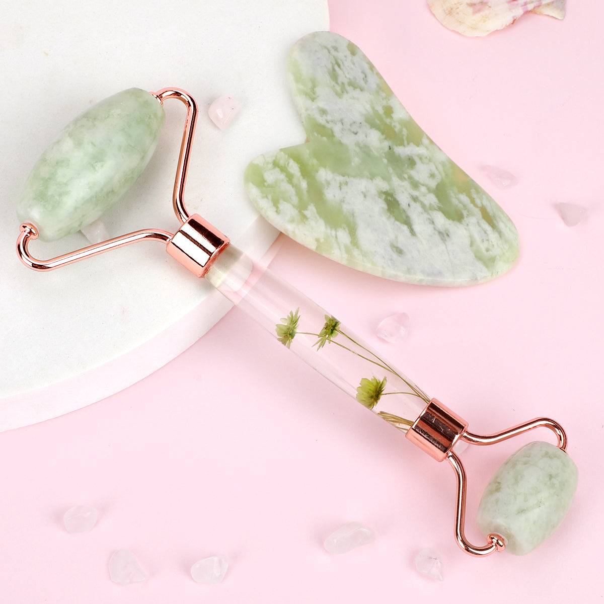 Natural Jade Gua Sha  Jade Roller Set Facial Massager For Skin Care Neck  Body Beauty Tools Slim Li 5
