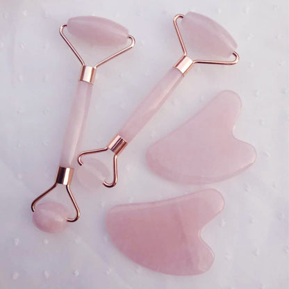 High-quality Quartz Jade Roller Massager For Face Body, Natural Anti-aging Stone Guasha Scraper Massage Tools