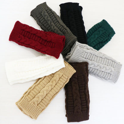 Womens Stylish Hand Warmer Winter Gloves, Arm Crochet Knitting Faux Wool Mitten with Warm Fingerless Glove Twist Pattern