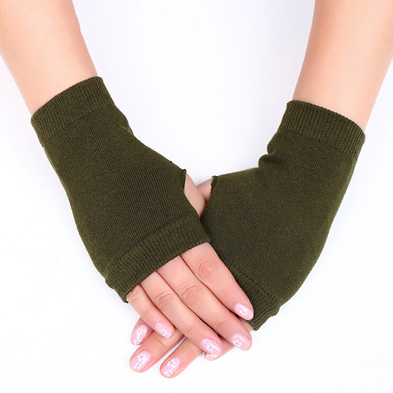 Womens Stylish Hand Warmer Winter Gloves, Arm Crochet Knitting Faux Wool Mitten with Warm Fingerless Glove Twist Pattern