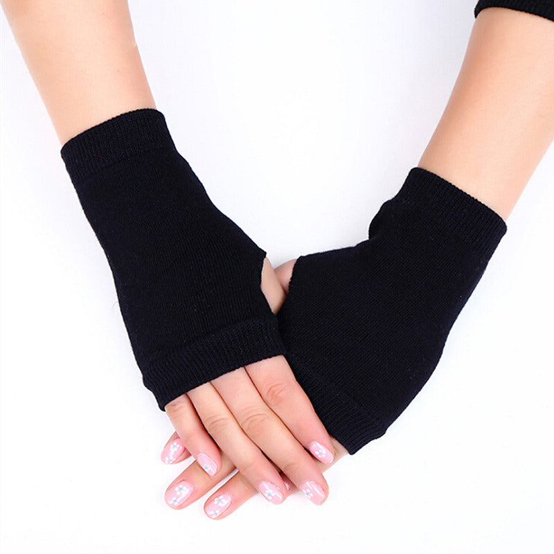 Womens Stylish Hand Warmer Winter Gloves, Arm Crochet Knitting Faux Wool Mitten with Warm Fingerless Glove Twist Pattern