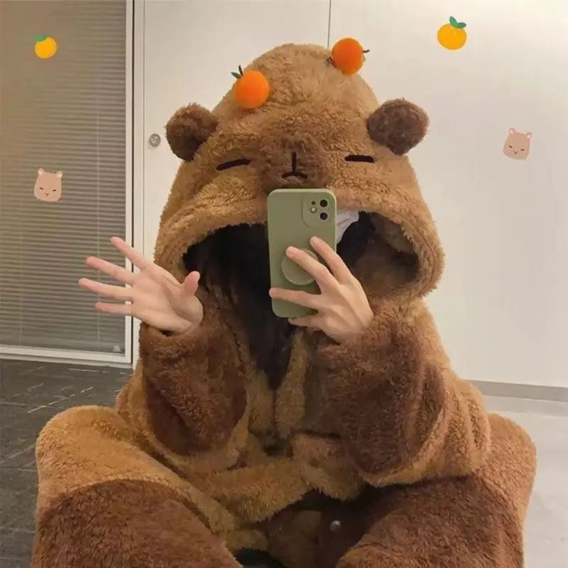 Capybara Cosplay Pajama Set With Robe And Accessories 4