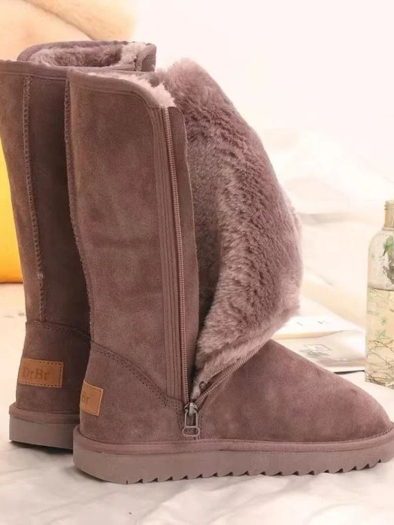 Women Knee High Waterproof Winter Leather Snow Boots 0